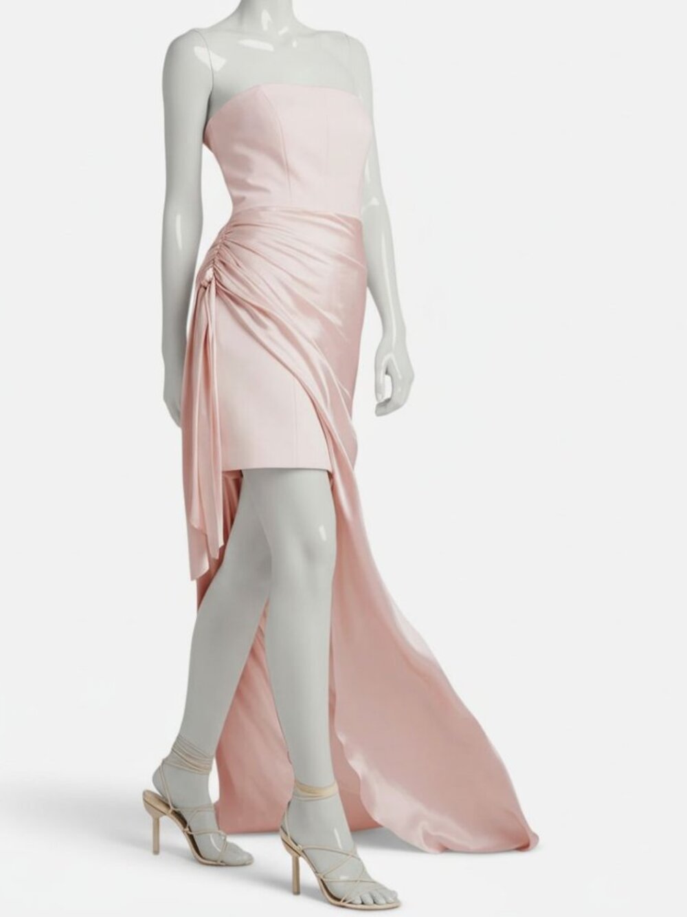 Cinq à Sept Women's Pink Silk Solid Draped Strapless Rania Gown Dress Size 4